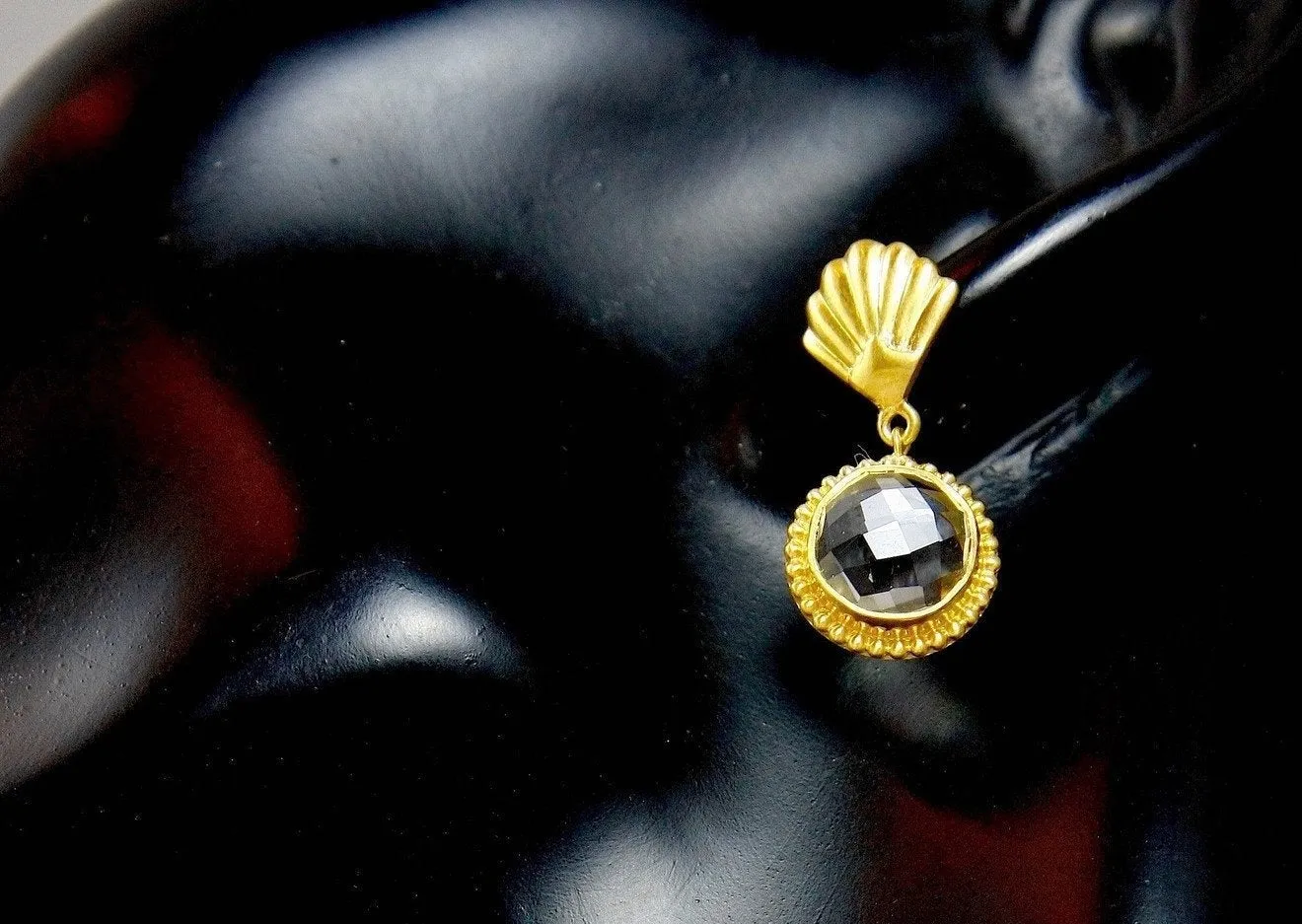 Chic, Grecian, faceted rock crystal dangle earrings