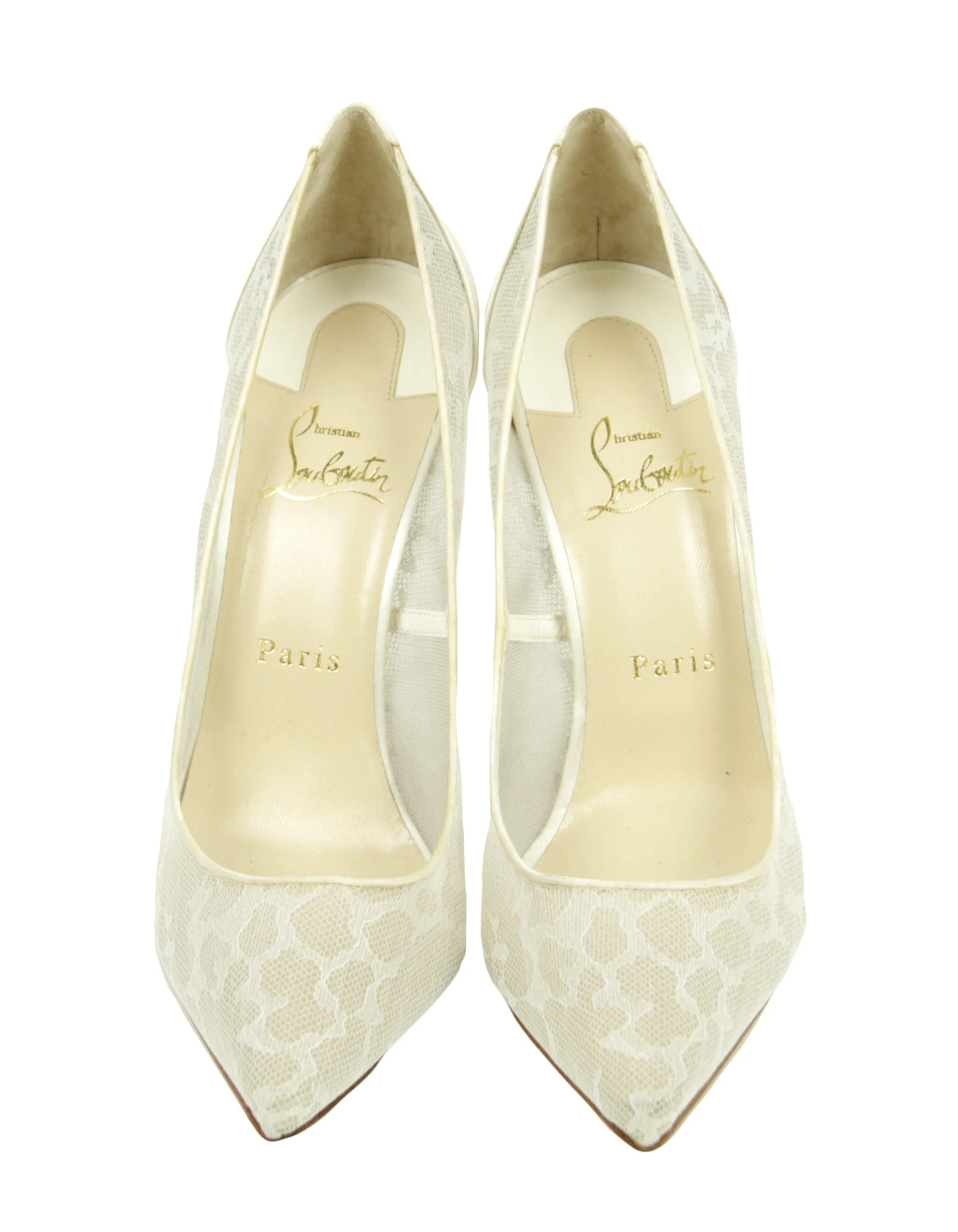 Christian Louboutin Lace/ Satin Point Toe Pumps sz 39.5