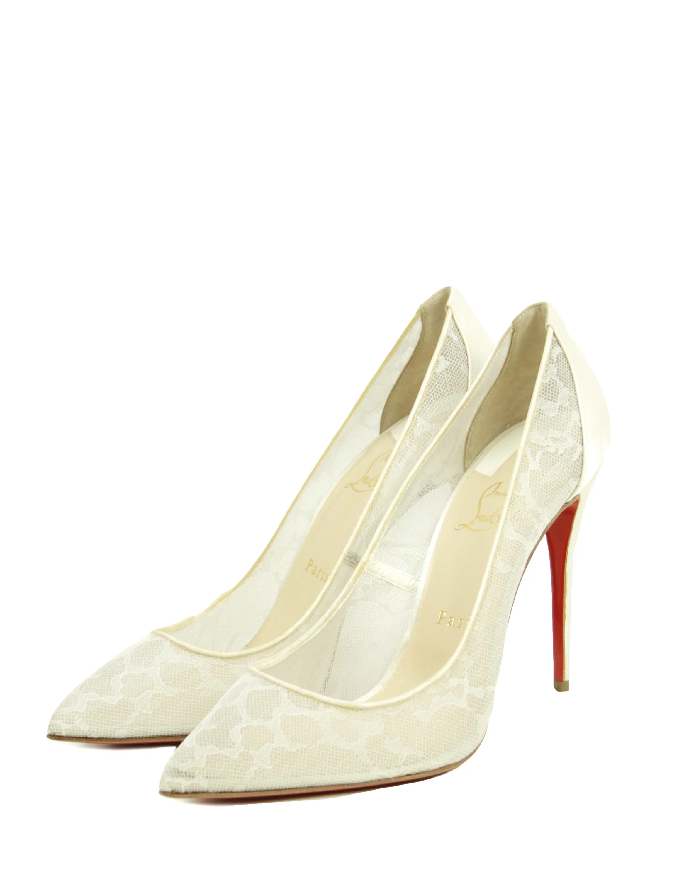 Christian Louboutin Lace/ Satin Point Toe Pumps sz 39.5