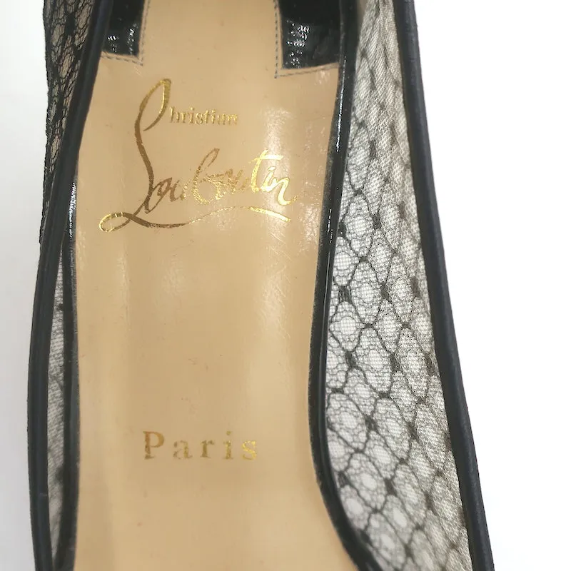 Christian Louboutin Saramor 70mm Fishnet Pumps Black Size 37 Pointed Toe Heels