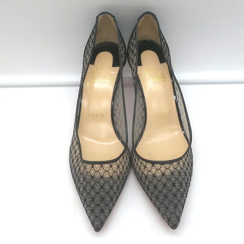 Christian Louboutin Saramor 70mm Fishnet Pumps Black Size 37 Pointed Toe Heels