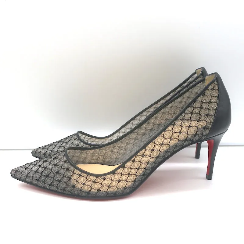 Christian Louboutin Saramor 70mm Fishnet Pumps Black Size 37 Pointed Toe Heels
