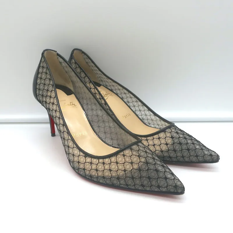 Christian Louboutin Saramor 70mm Fishnet Pumps Black Size 37 Pointed Toe Heels
