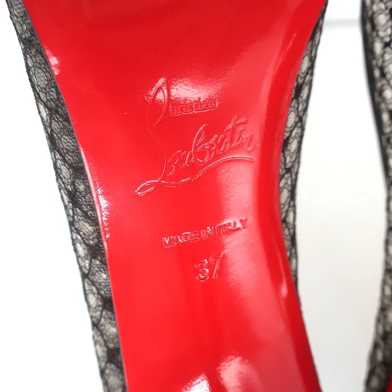 Christian Louboutin Saramor 70mm Fishnet Pumps Black Size 37 Pointed Toe Heels