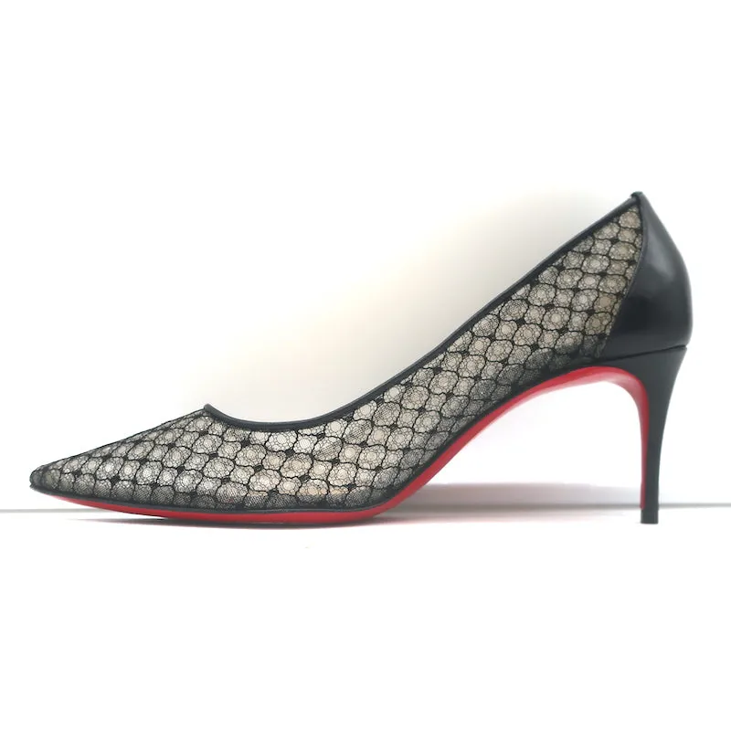 Christian Louboutin Saramor 70mm Fishnet Pumps Black Size 37 Pointed Toe Heels