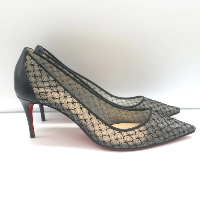 Christian Louboutin Saramor 70mm Fishnet Pumps Black Size 37 Pointed Toe Heels