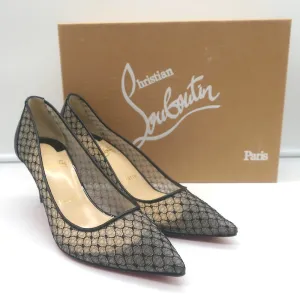 Christian Louboutin Saramor 70mm Fishnet Pumps Black Size 37 Pointed Toe Heels