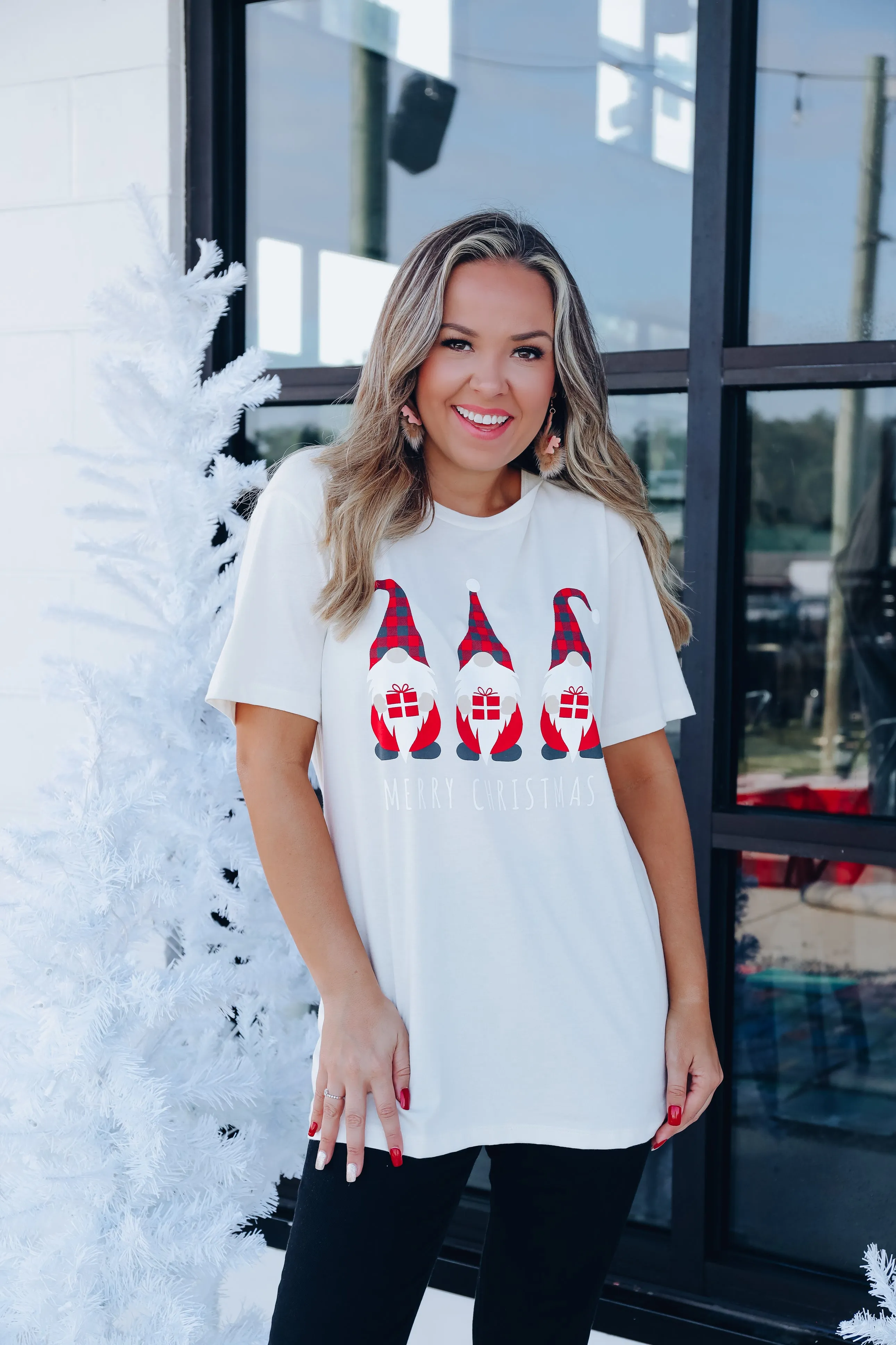 Christmas Gnomes Graphic Tee - Ivory