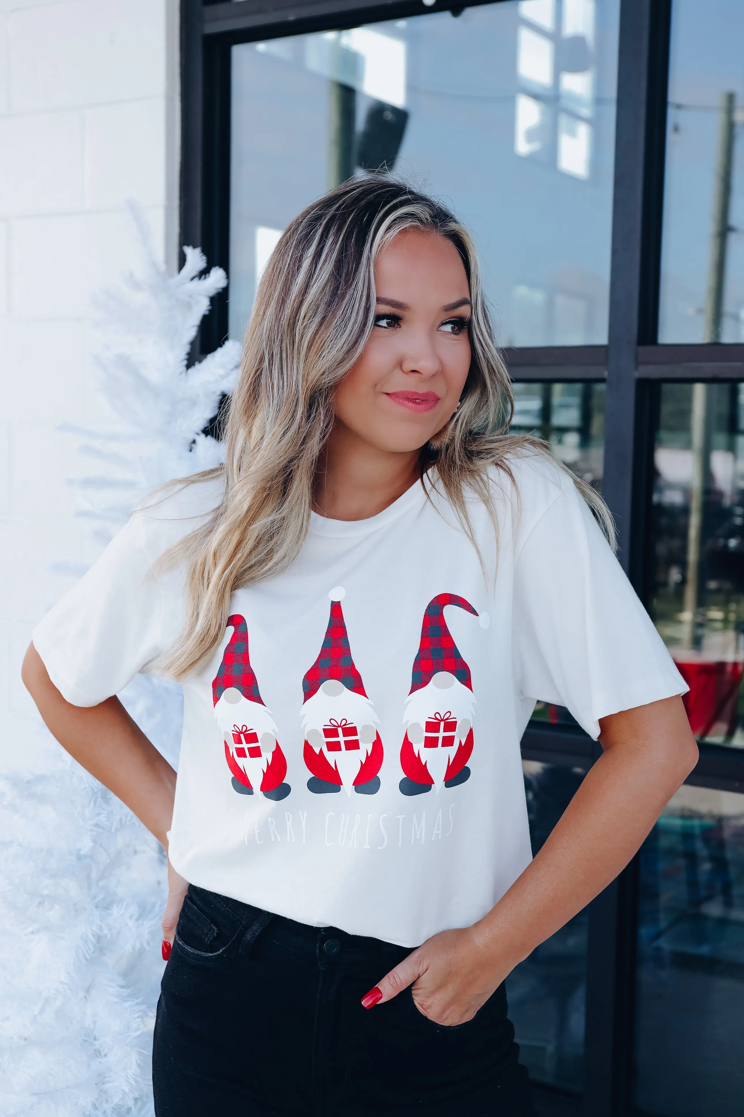 Christmas Gnomes Graphic Tee - Ivory