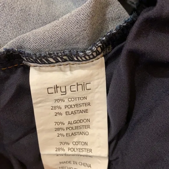City Chic denim cotton blend cuffed shorts with decorative buttons