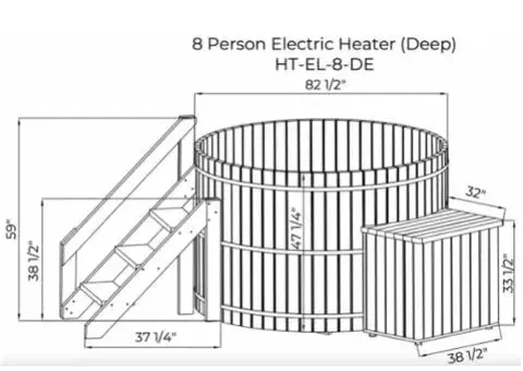 Classic Cedar Hot Tub - Electric  Heater  7'W X 4'H (8 Person Deep)