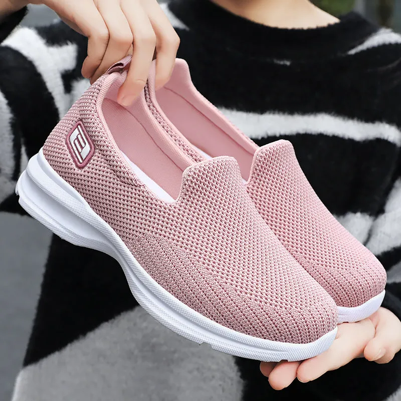 Classic Minimalist Lightweight Slip-On Sneakers with Label Detailing