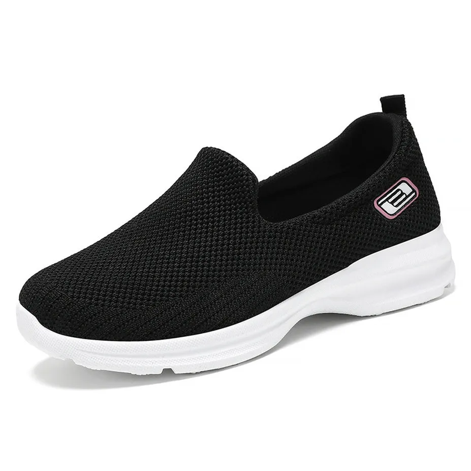 Classic Minimalist Lightweight Slip-On Sneakers with Label Detailing