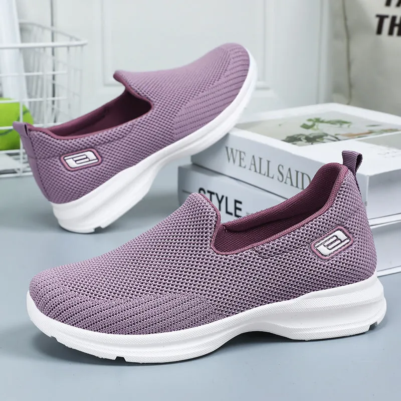 Classic Minimalist Lightweight Slip-On Sneakers with Label Detailing