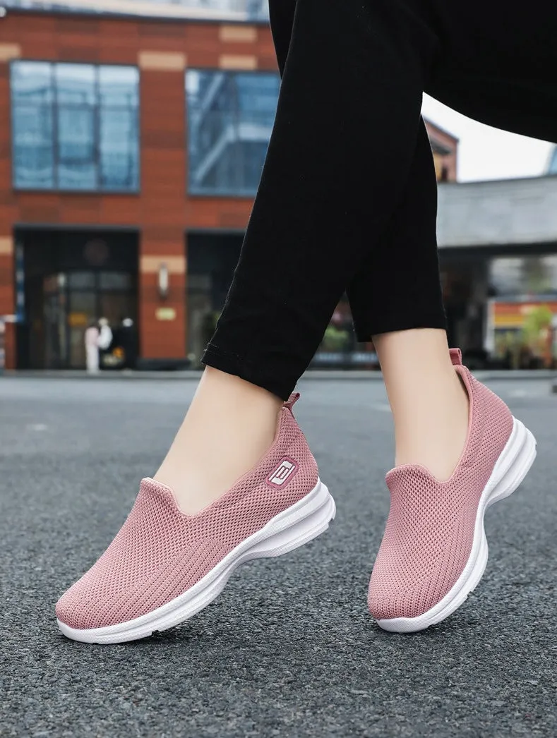 Classic Minimalist Lightweight Slip-On Sneakers with Label Detailing