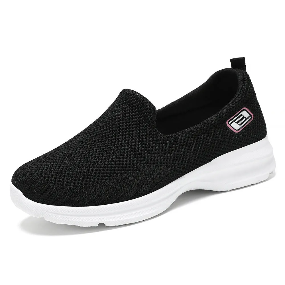 Classic Minimalist Lightweight Slip-On Sneakers with Label Detailing