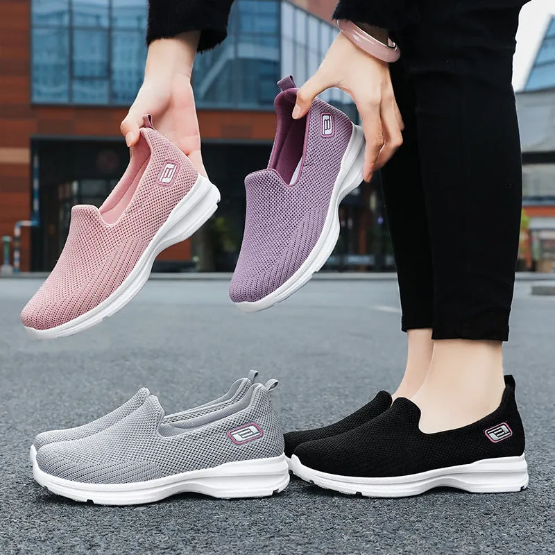 Classic Minimalist Lightweight Slip-On Sneakers with Label Detailing
