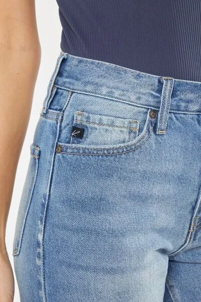 Colby Kancan High Waist Chewed Up Straight Mom Jeans