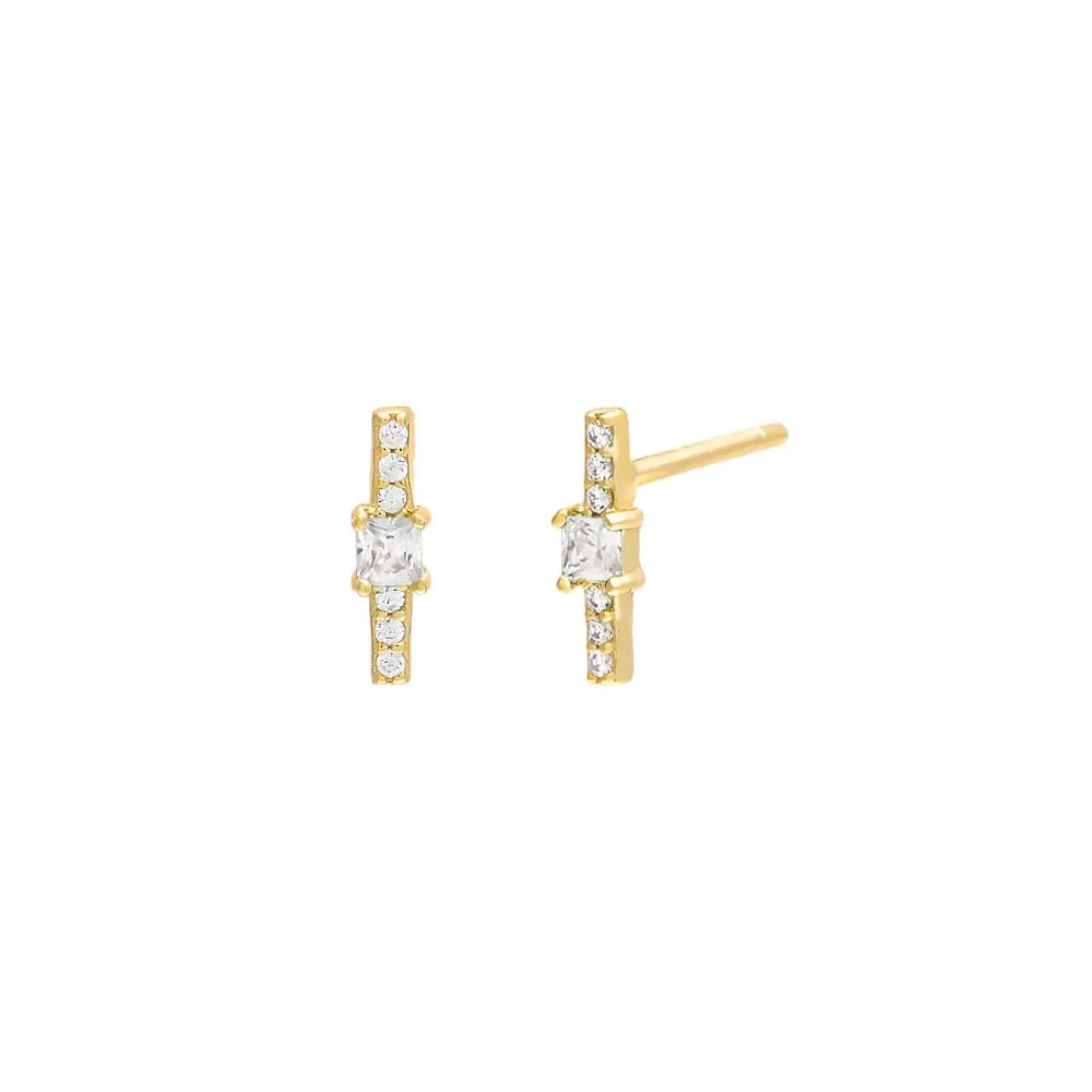 Colored Mini Bezel Bar Stud Earring