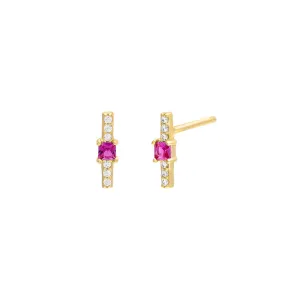 Colored Mini Bezel Bar Stud Earring