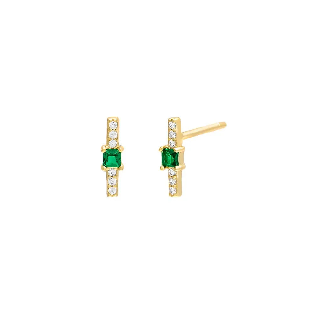 Colored Mini Bezel Bar Stud Earring