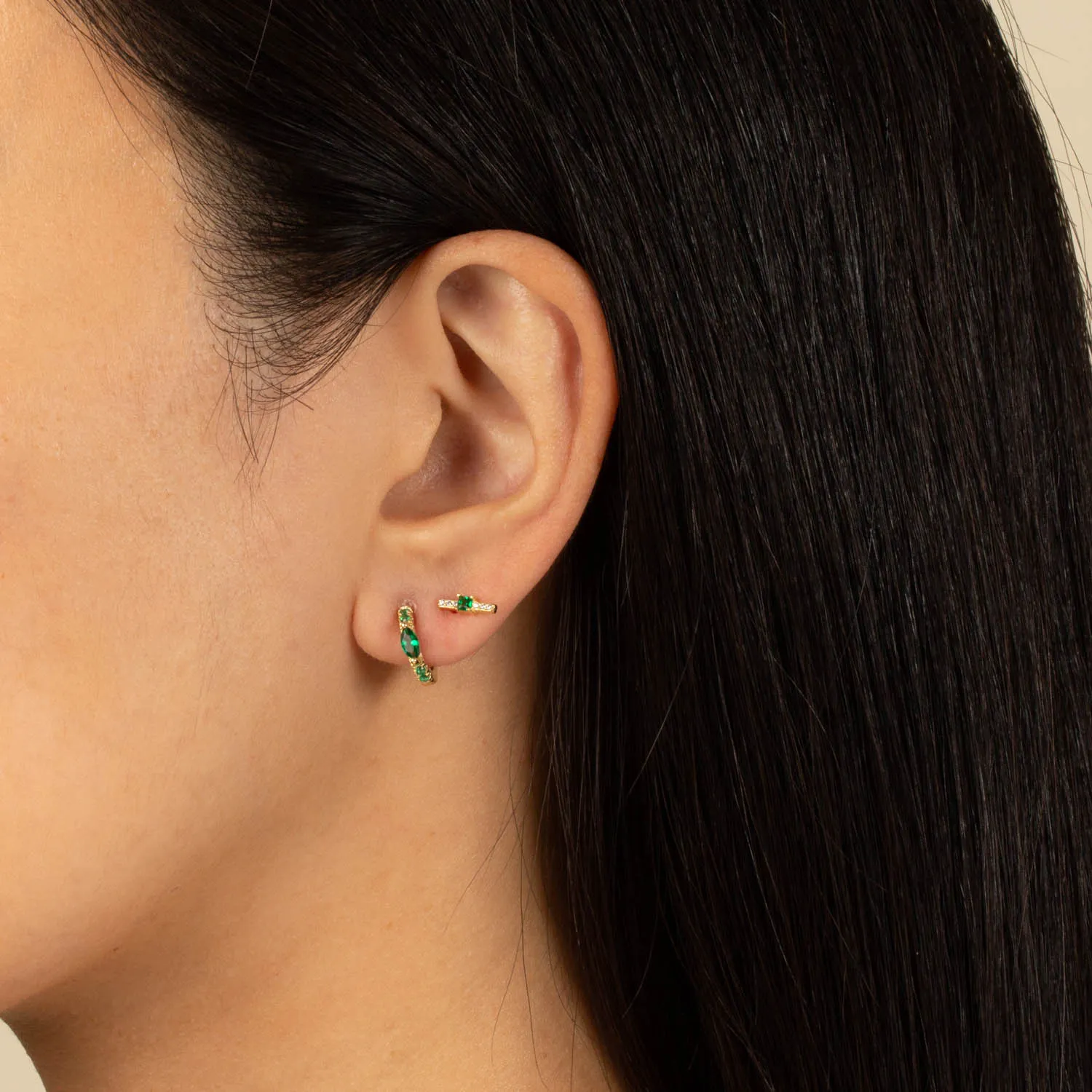 Colored Mini Bezel Bar Stud Earring