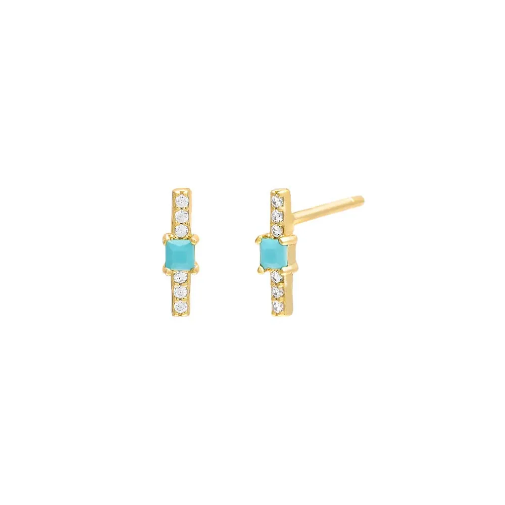 Colored Mini Bezel Bar Stud Earring