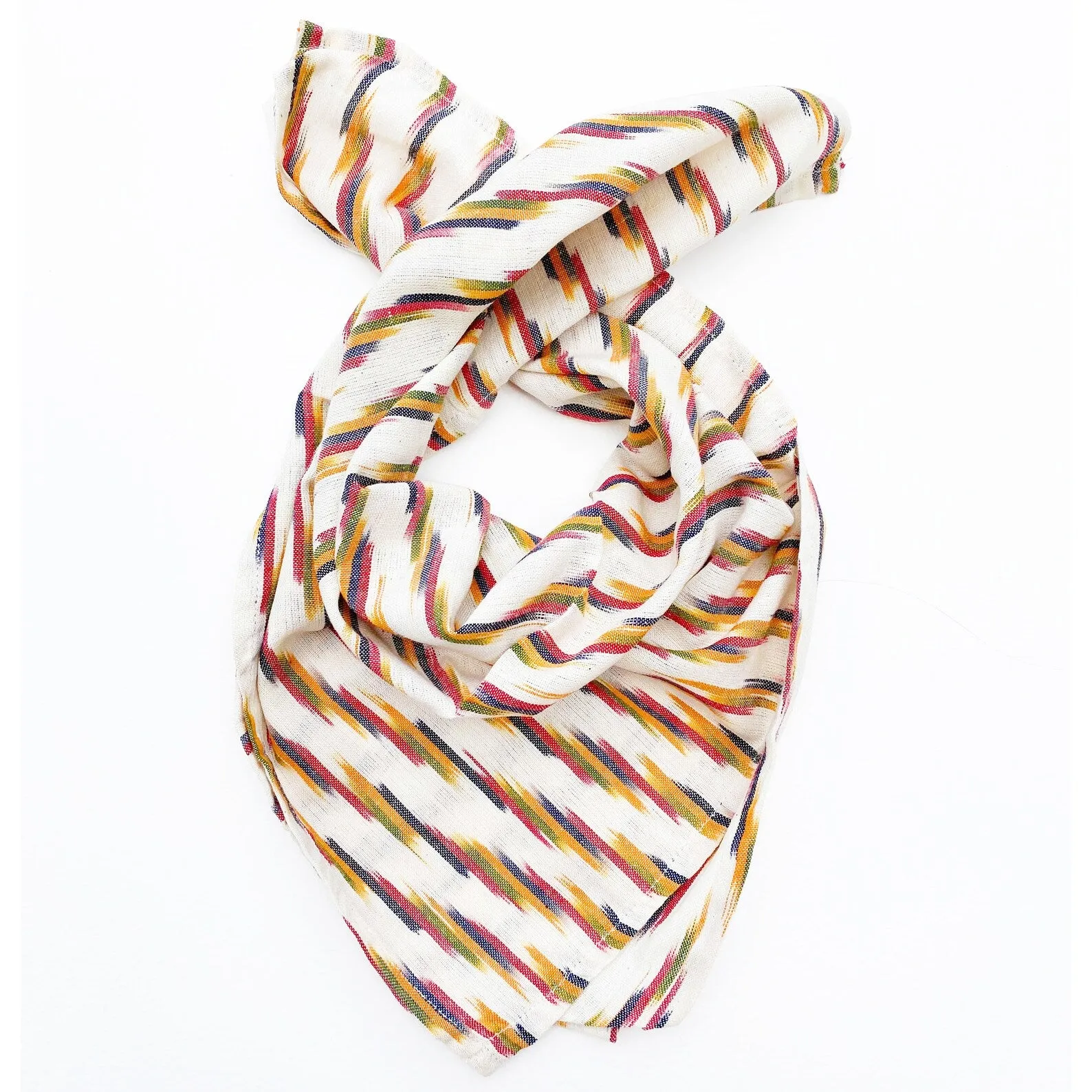 Cream Multicolor Stripe Cotton Ikat Bandana