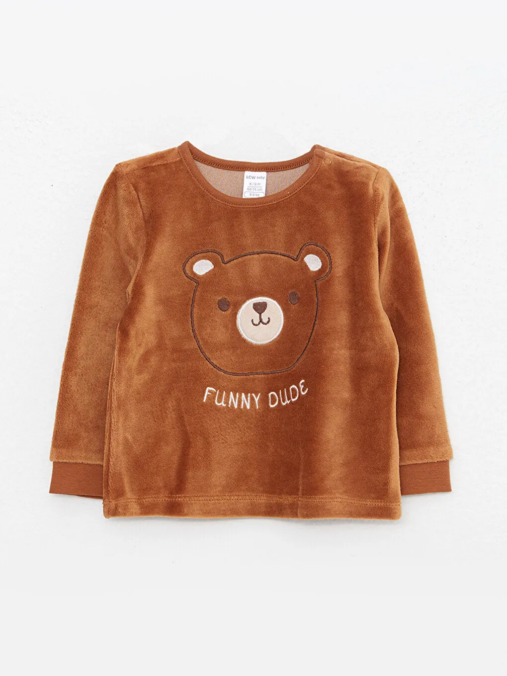 Crew Neck Long Sleeve Embroidery Detailed Baby Boy Sweatshirt and Trousers 2-Piece Set