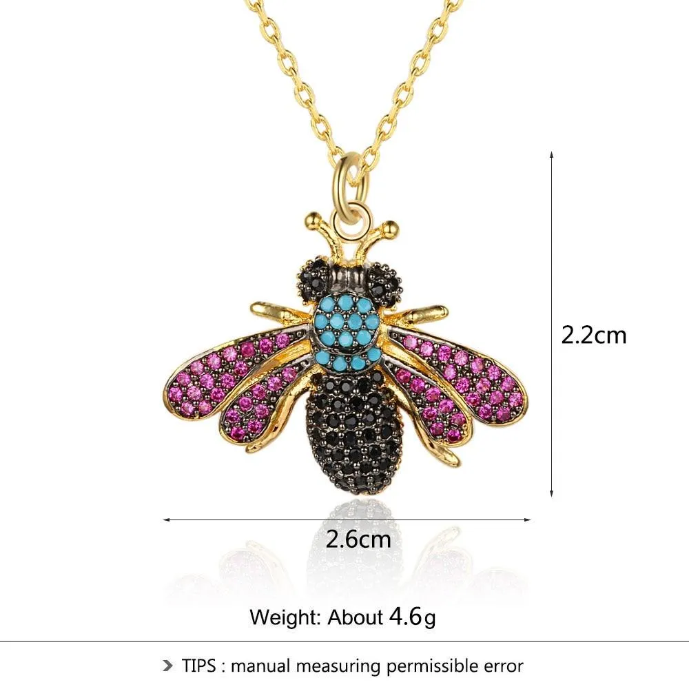 Crystal Vintage Bee Necklace with Pendant - Stylish Neckpiece for Women