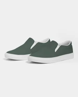 Dark Green Slip-On Canvas Sneakers | Men's | Dark Pale Pastel Green | C30M0Y30K80