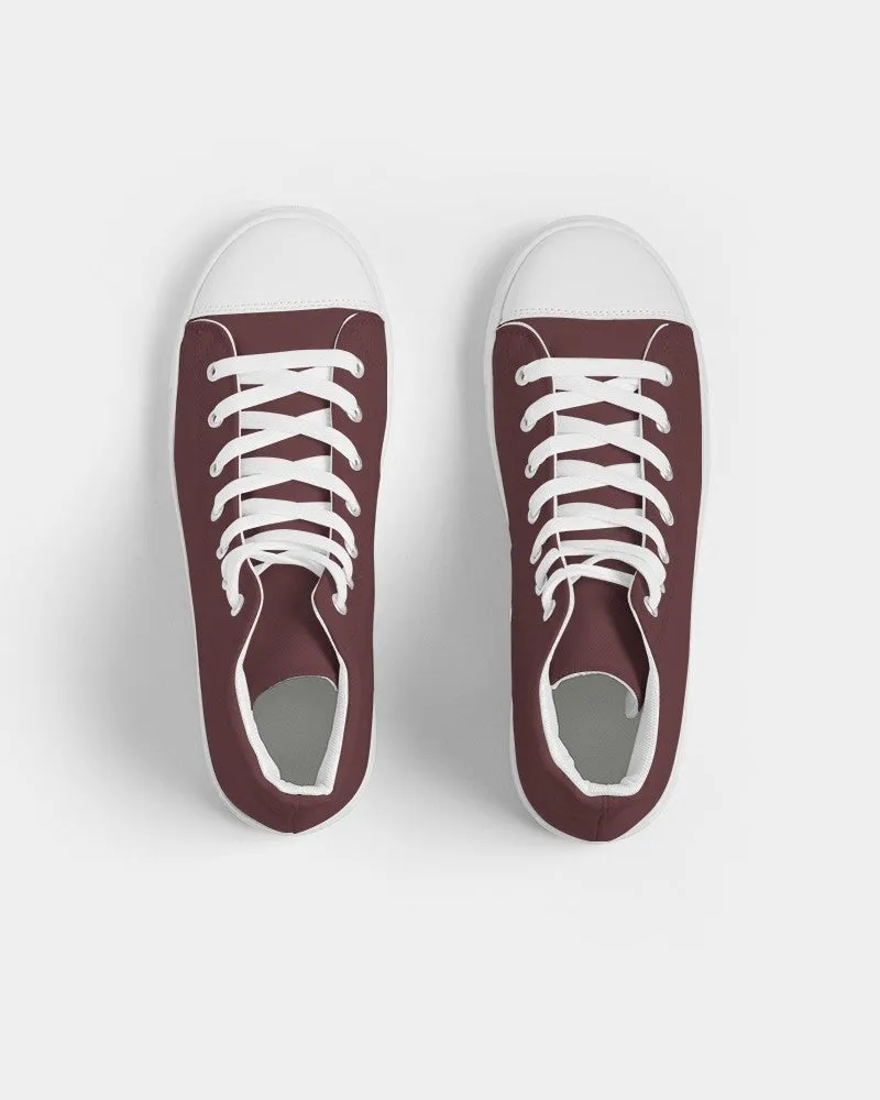 Dark Pink Brown Women's High-top Canvas Sneakers | Women's | Dark Pastel Pink Brown | C0M60Y30K80