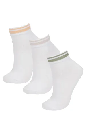 Defacto Women's 3-Piece Cotton Booties Socks