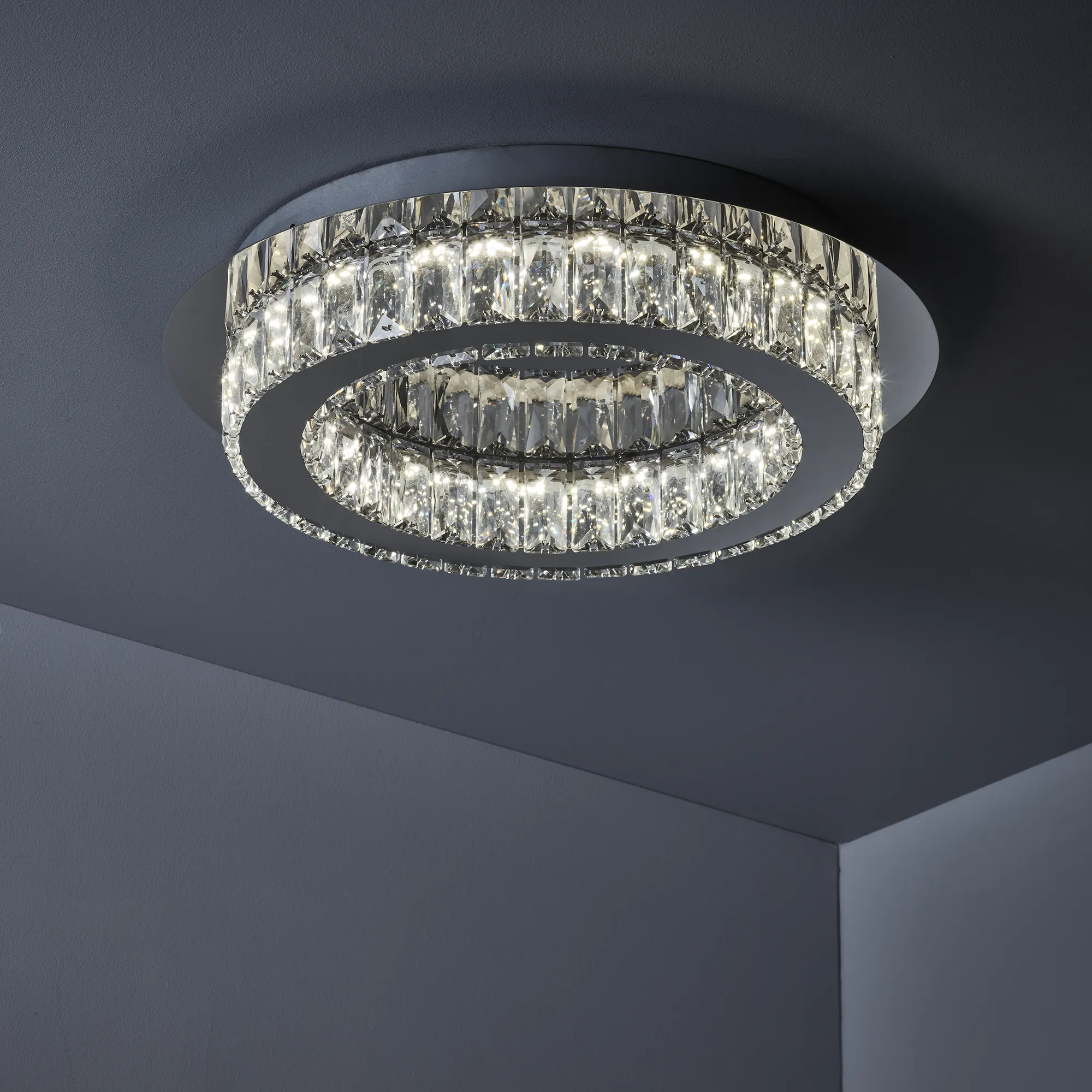 Denver Crystal Intergrated Flush LED 38Cm Ceiling Light