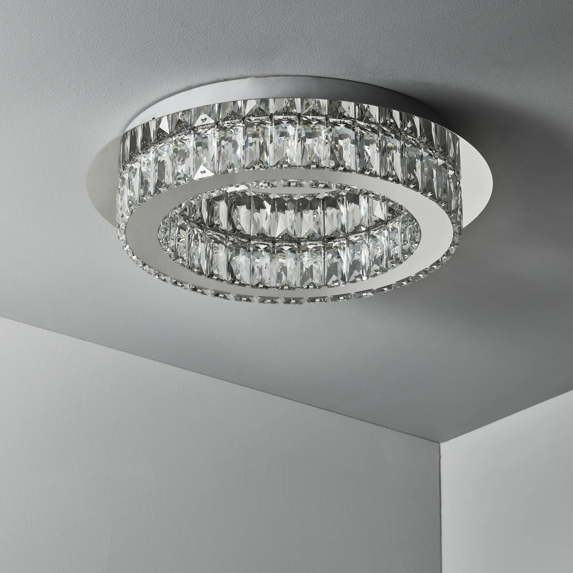 Denver Crystal Intergrated Flush LED 38Cm Ceiling Light