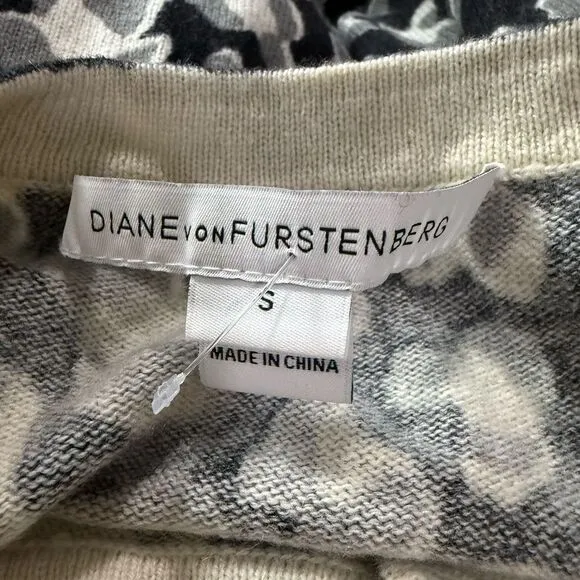 Diane Von Furstenberg Black and White Patterned Cardigan