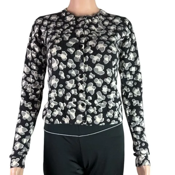 Diane Von Furstenberg Black and White Patterned Cardigan