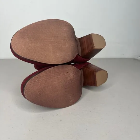 Diba Burgundy Red Buckle Leather Ankle Booties Size 7
