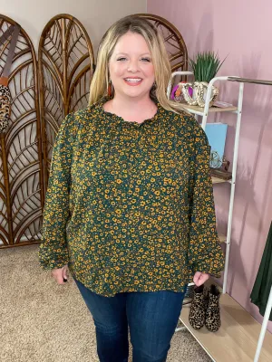 Ditzy Days Woven Top - Hunter