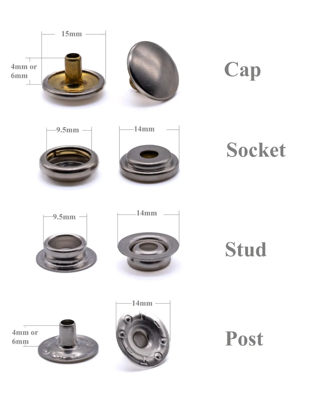 Durable DOT press snap fastener STUD for boat canopy covers brass nickel plated