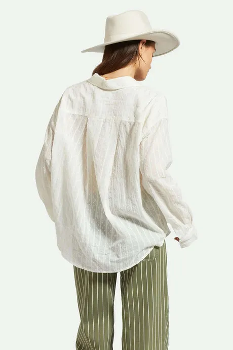 East Side Boxy LS Woven| White