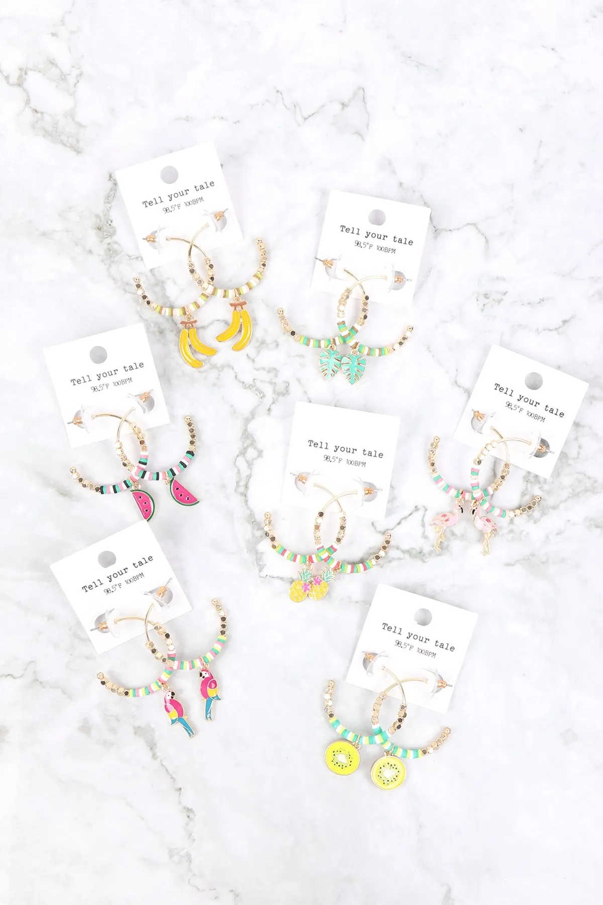 EE1379 - METAL FIMO FRUIT HOOP EARRINGS