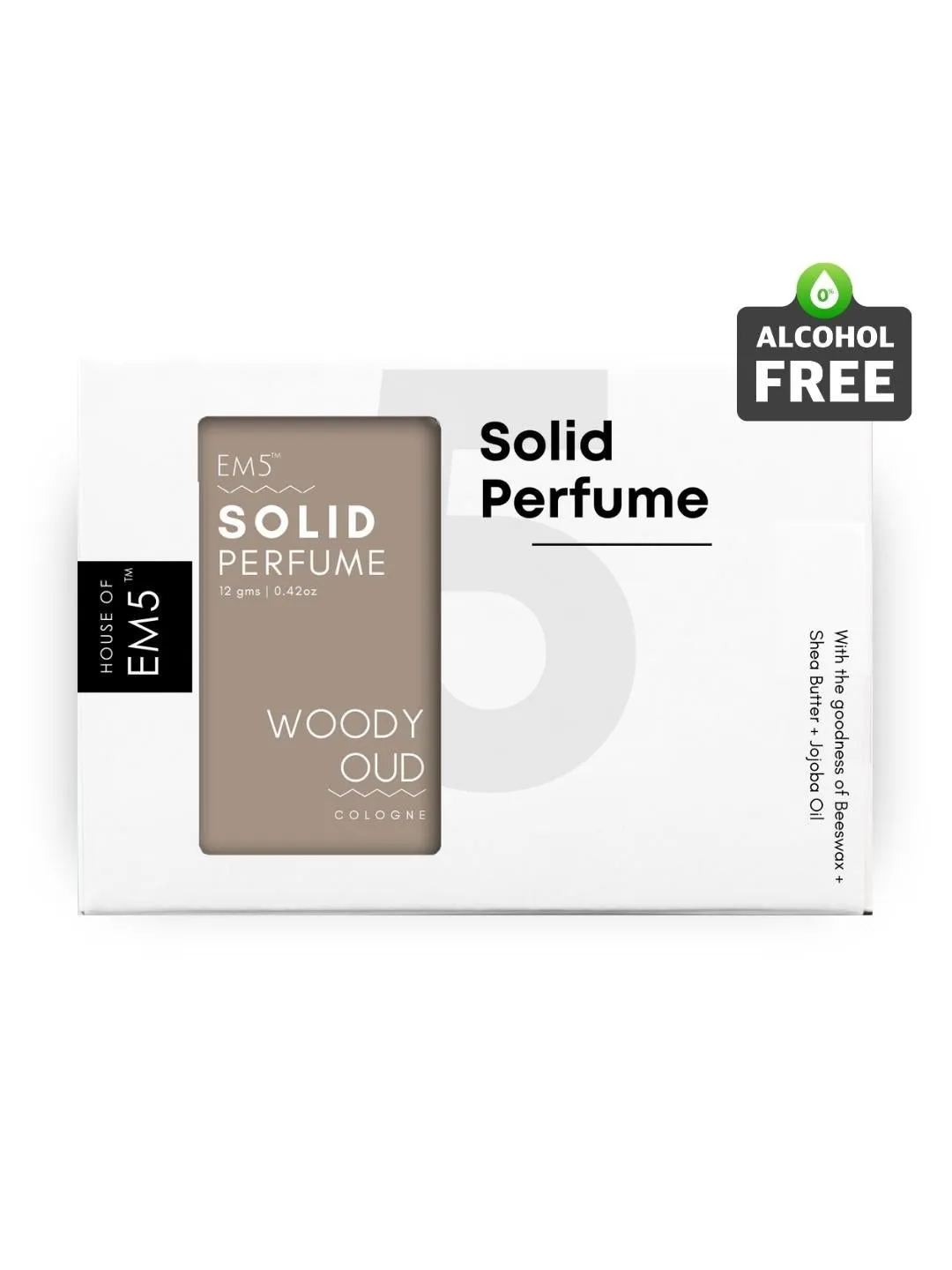 EM5™ Woody Oud | Solid Perfume for Men & Women | Alcohol Free | Woody Oud Spicy | With the Goodness of Beeswax   Shea Butter