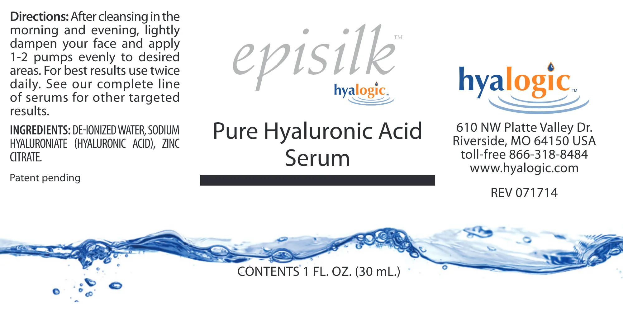 Episilk Pure Hyaluronic Acid Serum