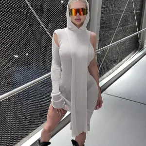 Fall Spring Clubwear Tight Hooded Dress