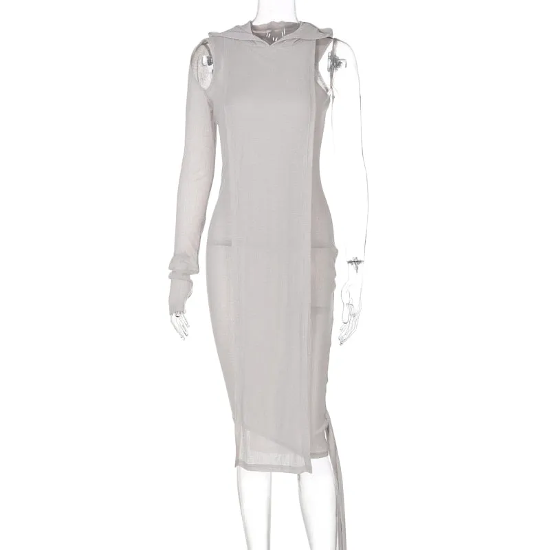Fall Spring Clubwear Tight Hooded Dress