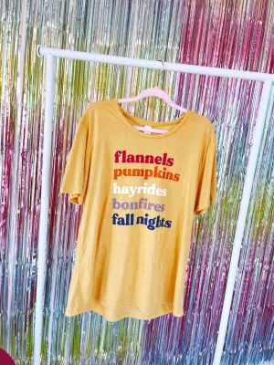 Fall Vibes Graphic Tee - Mustard S-2X