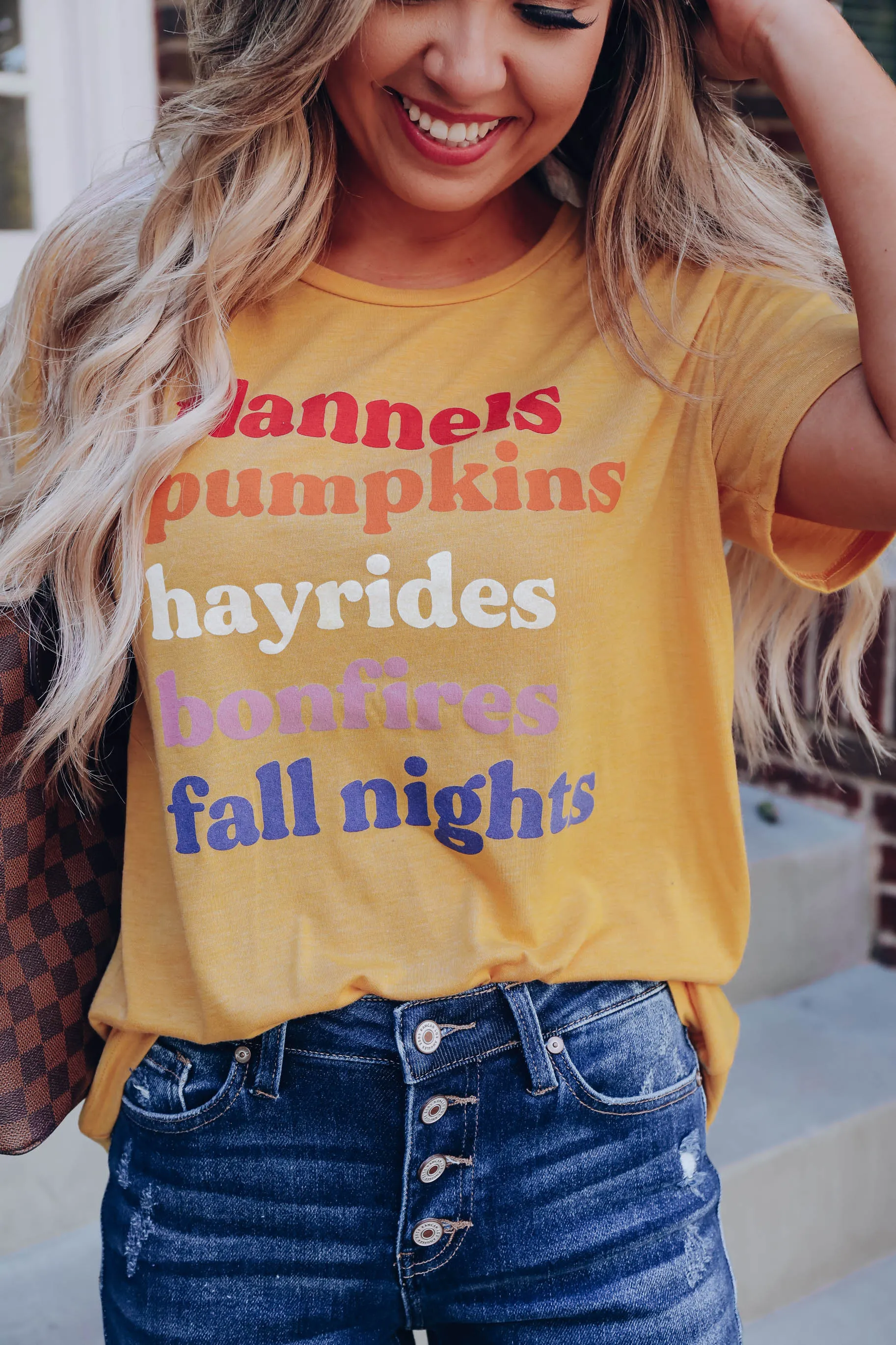 Fall Vibes Graphic Tee - Mustard S-2X