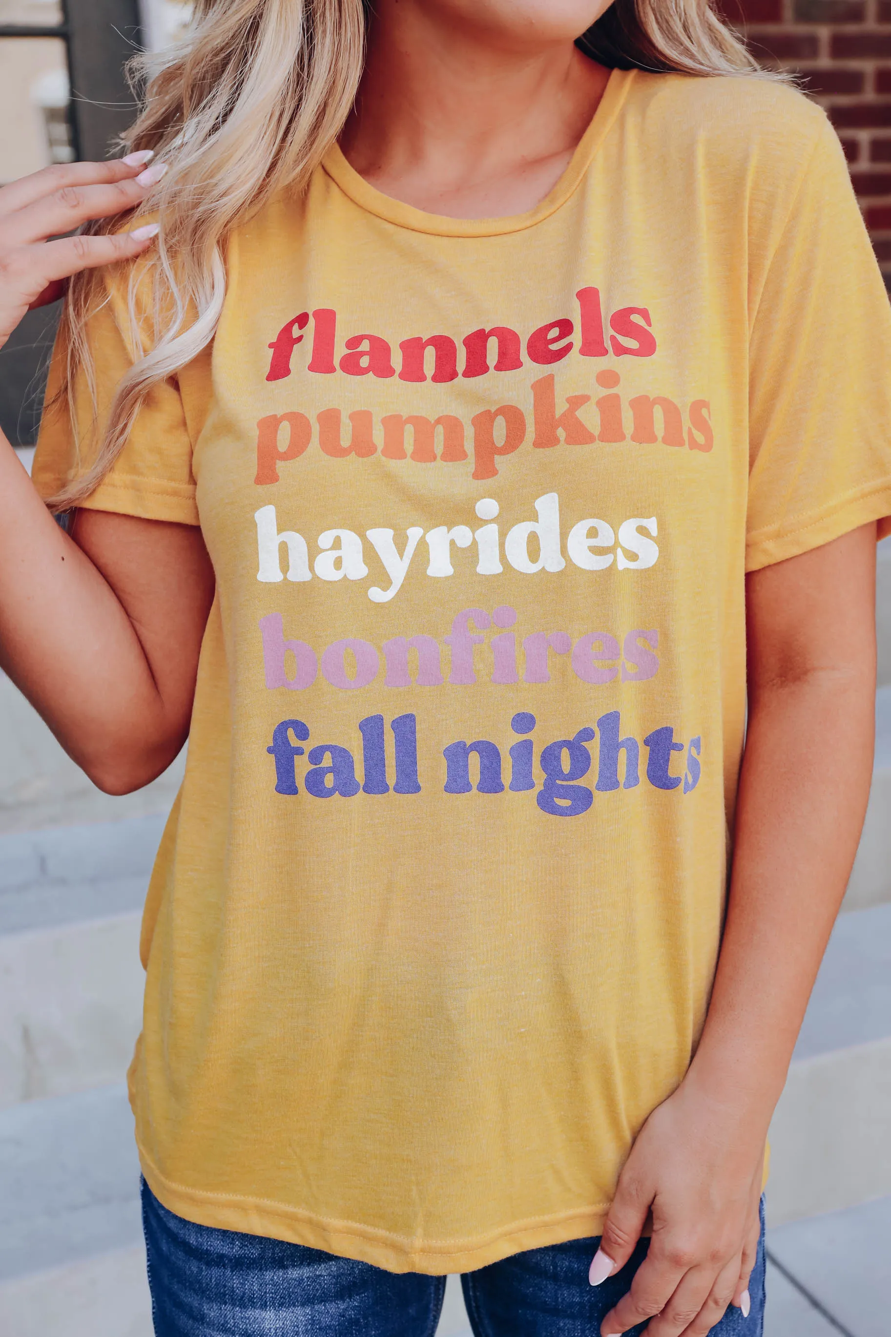 Fall Vibes Graphic Tee - Mustard S-2X