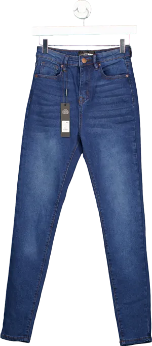 Fashion Nova Dark Wash Maya High Rise Stretch Skinny Jeans UK 3